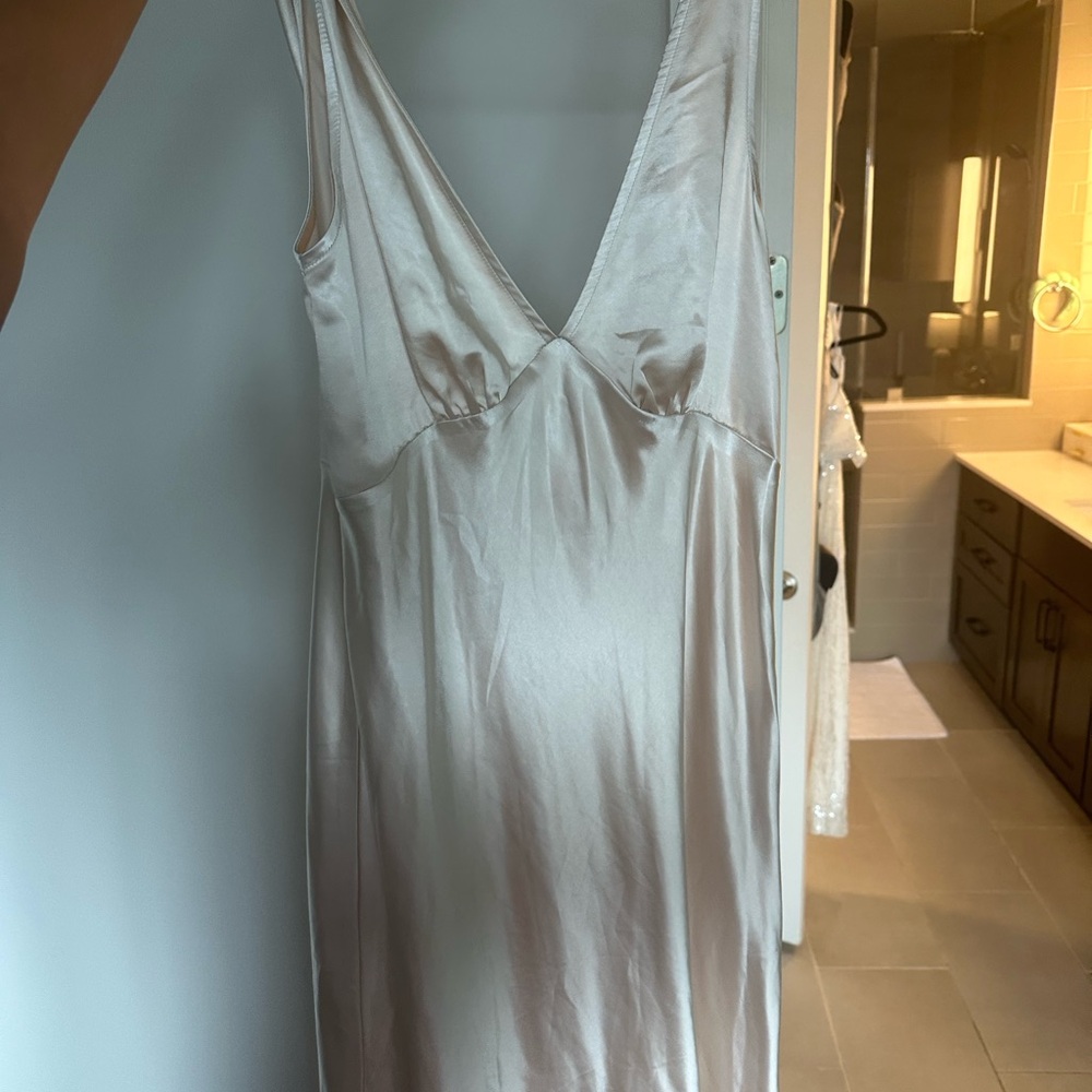 Princess Polly Satin Slip Dress in Soft Cream